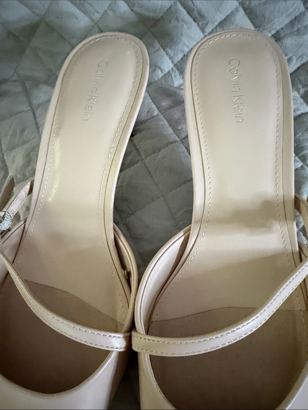 Calvin Klein Nude Slingback Kitten Heel Pumps
